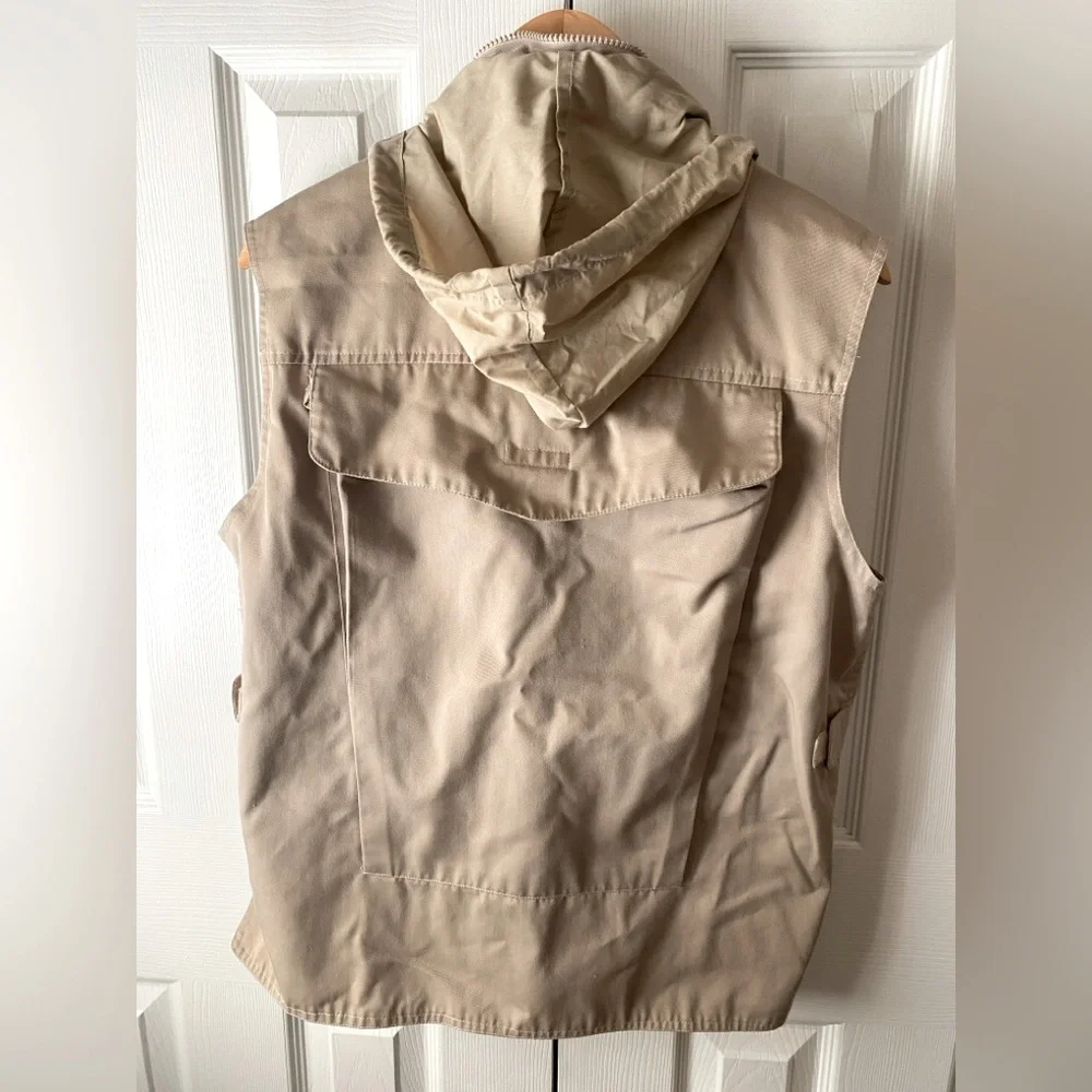 VINTAGE 80’s BANANA REPUBLIC Khaki Hooded Safari Hunting Camping Travel Vest M‎